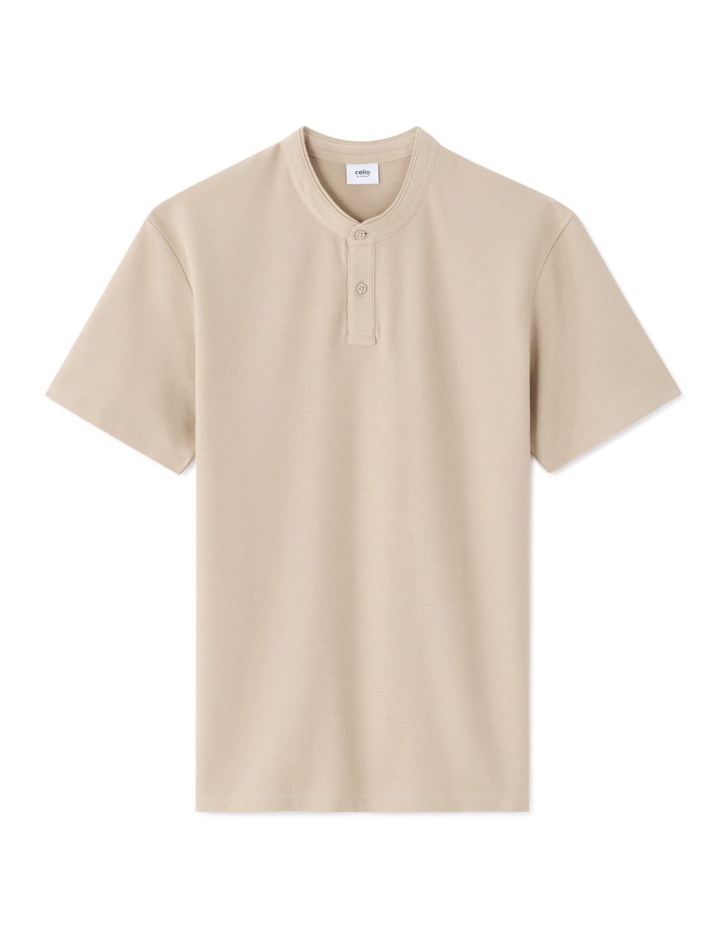 Clozyn Men's Beige Henley T-Shirt | Premium Cotton Blend Casual Half Sleeve Tee