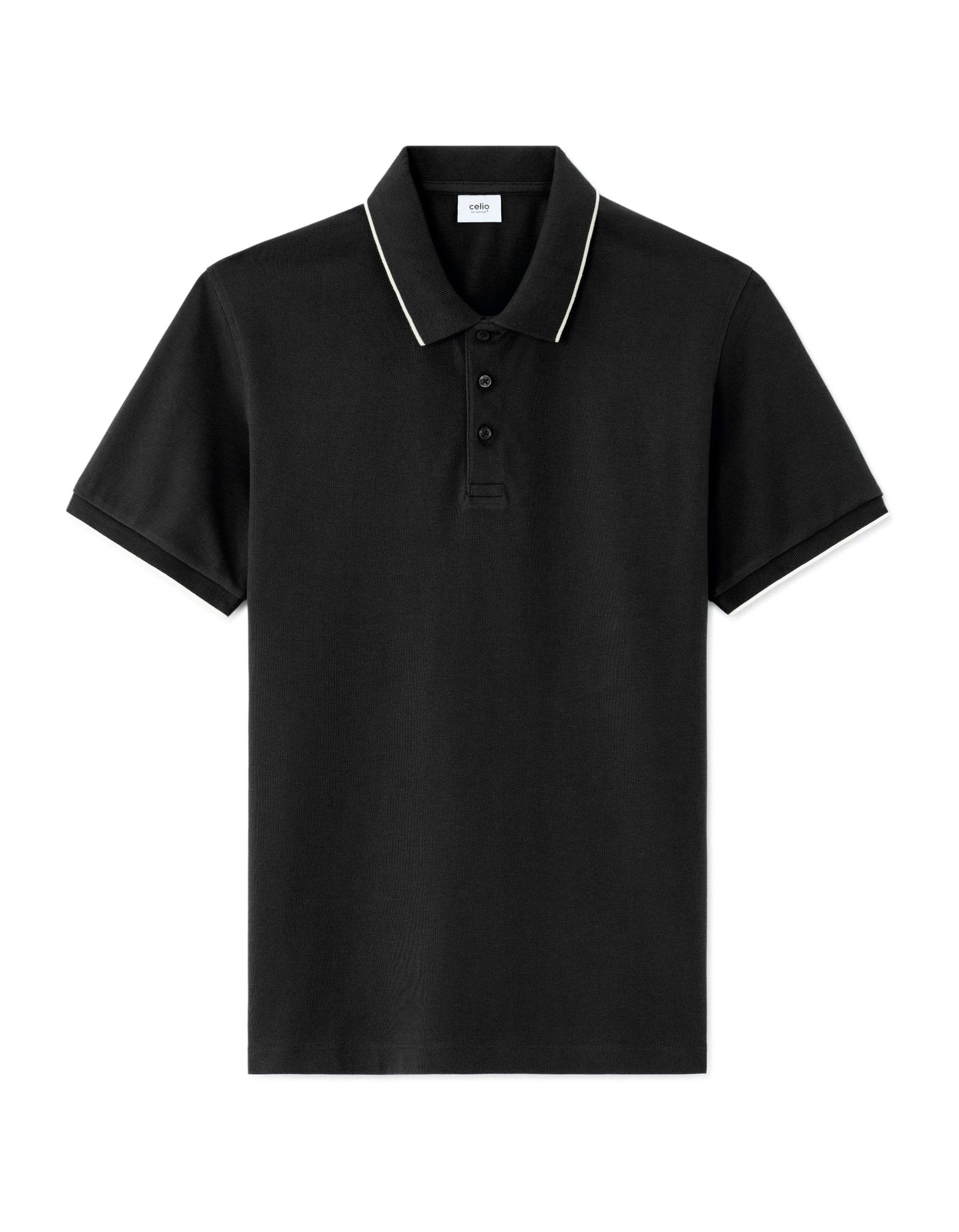 Clozyn Men's Premium Black Polo T-Shirt with Contrast Collar | Classic Cotton Blend Casual Polo Tee