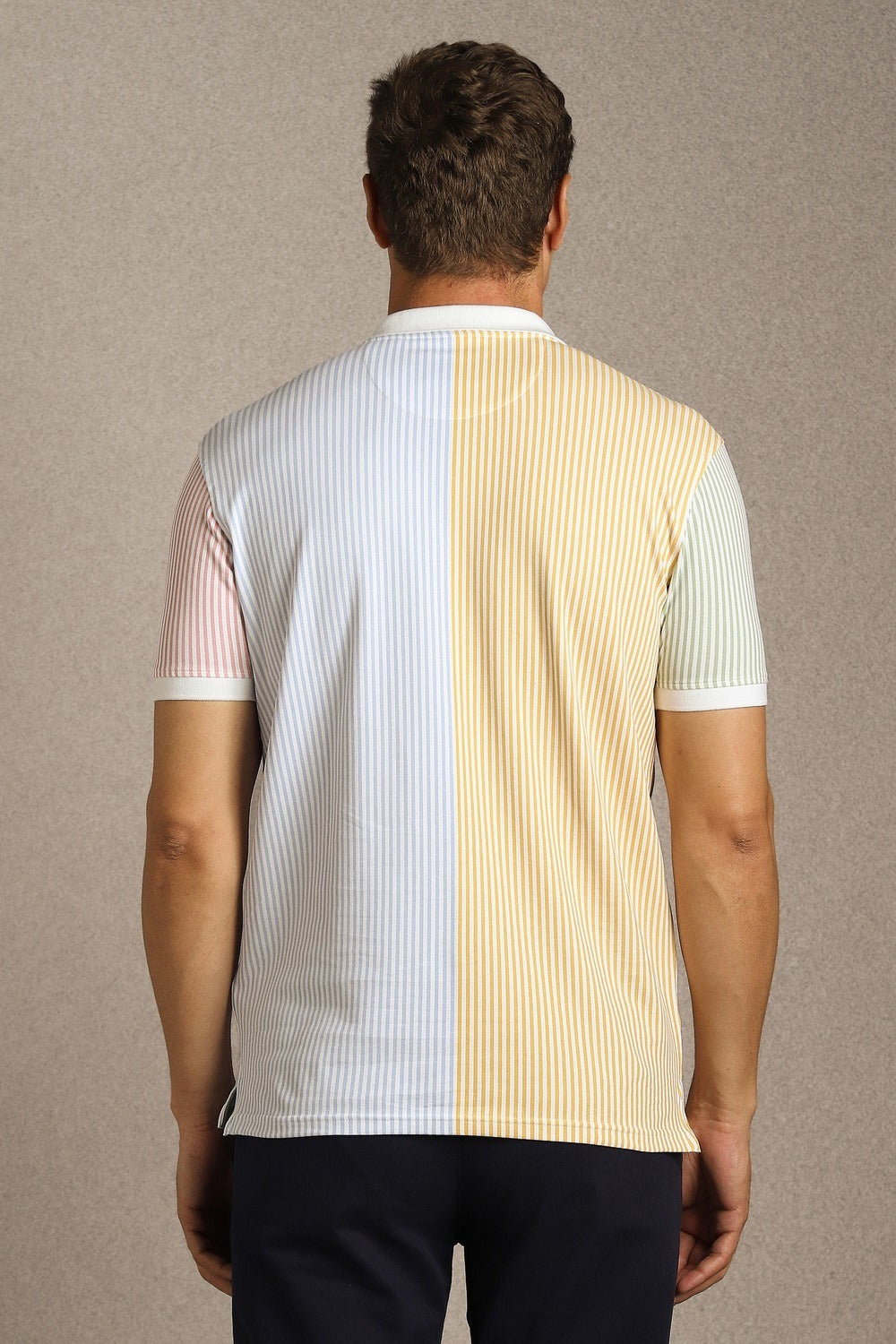 Clozyn Men's Multicolor Vertical Stripe Polo T-Shirt | Premium Cotton Blend Color Block Casual Polo Tee