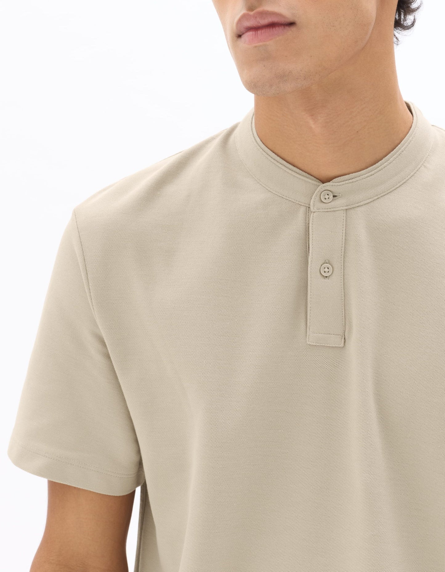 Clozyn Men's Beige Henley T-Shirt | Premium Cotton Blend Casual Half Sleeve Tee