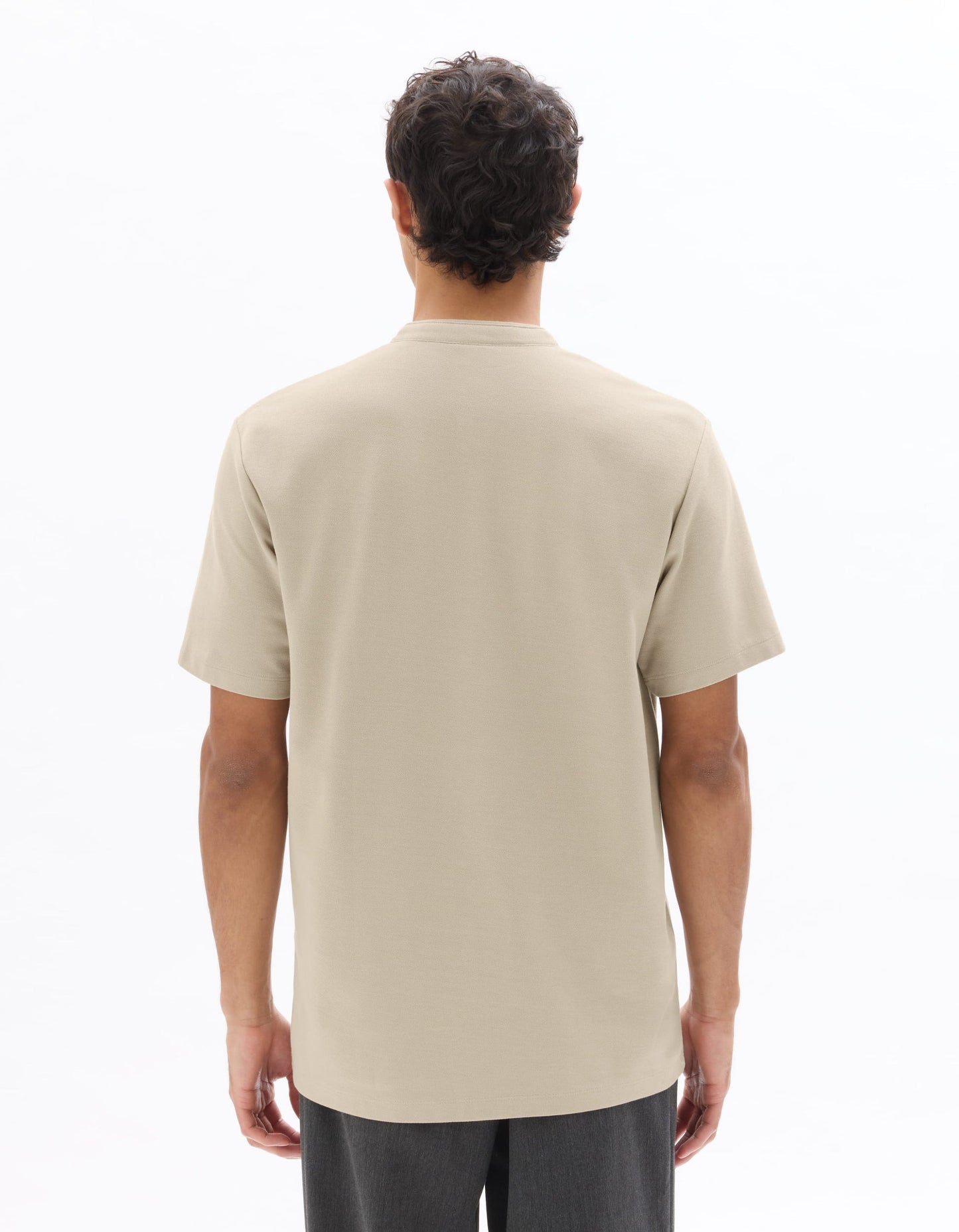 Clozyn Men's Beige Henley T-Shirt | Premium Cotton Blend Casual Half Sleeve Tee