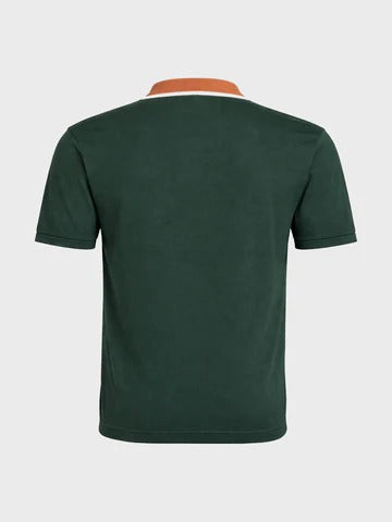 Clozyn Men's Dark Green Textured Polo T-Shirt | Premium Knit Cotton Contrast Collar Polo Tee